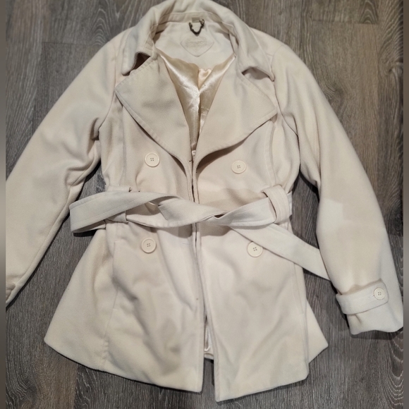 JOU JOU cream double breasted peacoat - Picture 15 of 16